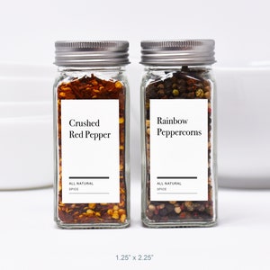 100 Standard + 20 Custom Modern Spice Labels • Durable Spice Labels, Waterproof & Oil Resistant Labels • Permanent Adhesive Labels.