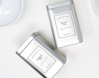 Zeitgenössische Etiketten für Tee, Kaffee und Kaffeesirup • Langlebige und wasserdichte Etiketten • Benutzerdefinierte oder moderne Standardetiketten