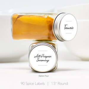 Modern Spice Labels • Durable, Waterproof & Oil Resistant Labels • Permanent Adhesive • Spice Jar Labels