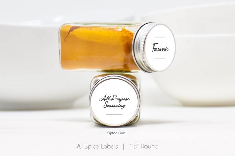 Modern Spice Labels • Durable, Waterproof & Oil Resistant Labels • Permanent Adhesive • Spice Jar Labels