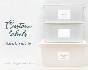 Custom Modern Home Organization Labels for Storage/Craft Bins, Linen Closets, and Home Office • Waterproof Labels • Permanent Adhesive