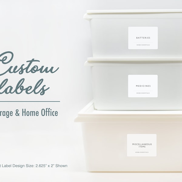 Custom Modern Home Organization Labels for Storage/Craft Bins, Linen Closets, and Home Office • Waterproof Labels • Permanent Adhesive