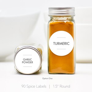 Modern Spice Labels • Durable, Waterproof & Oil Resistant Labels • Permanent Adhesive • Spice Jar Labels