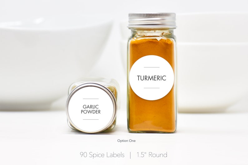 Modern Spice Labels • Durable, Waterproof & Oil Resistant Labels • Permanent Adhesive • Spice Jar Labels