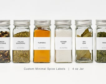 100 standard + 20 Custom Spice Labels • Durable, Waterproof & Oil Resistant Labels • Permanent Adhesive • FDA-compliant and safe