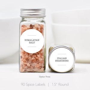 Modern Spice Labels • Durable, Waterproof & Oil Resistant Labels • Permanent Adhesive • Spice Jar Labels