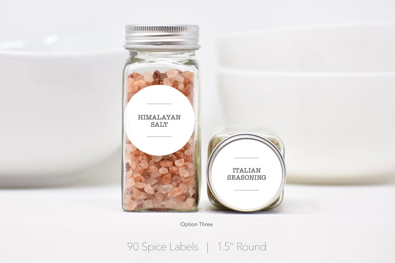 Modern Spice Labels • Durable, Waterproof & Oil Resistant Labels • Permanent Adhesive • Spice Jar Labels