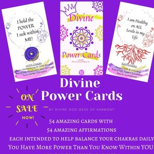 Divine Power Cards for daily alignment with motivation/inspiration & guidance affirmations for personal focus, power and strength.