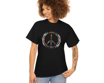 Spread Love and Harmony with the 'Peace' Unisex Heavy Cotton Tee!