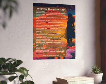 Divine Feminine Art Poster: Empowering Woman Warrior Poem