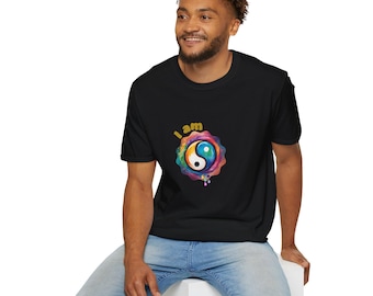 Yin Yang Graphic T-Shirt, Colorful Painted Design, Positive Affirmation