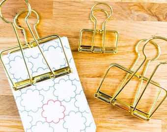 Large/Medium Gold Single Bulldog Clip | Journaling Supplies Package Journal Supplies Postbox Sized Gift Scrapbook Tools Paper Cute