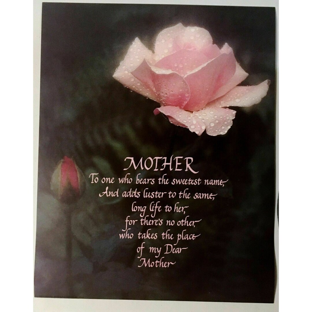 Pink Rose Mom Poem Poster Print Wall Art 16 X 20 Fresh Vintage Mother