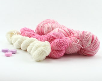 Candy Heart Pink Sock Set--Hand-dyed yarn, fingering yarn