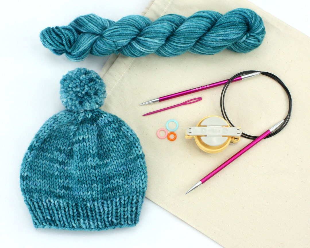 Beginner Knit Kit, Beanie Knitting Kit, Hat Knitting Kit, Beanie Knit ...