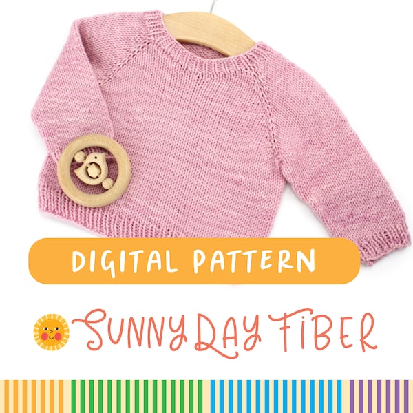 KNITTING PATTERN: Cozy Classic Baby Pullover Sweater in 4 sizes