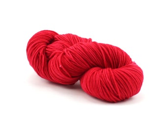 Hand-dyed yarn, fingering, sock, dk, worsted weight, bulky, knitting yarn, SW merino, wool, Valentine Red