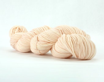 Hand-dyed yarn, fingering, sock, dk, worsted weight, bulky, knitting yarn, SW merino, wool, Barely Peach