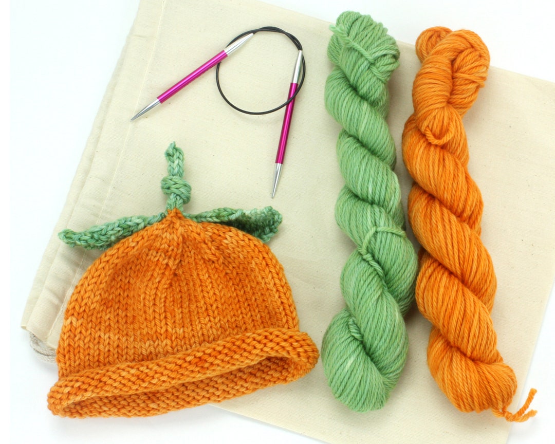 Beanie Knitting Kit, Baby Hat Knitting Kit, Beanie Knit Hat, Hand Dyed