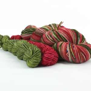 Rustic Christmas Sock Set--Hand-dyed yarn, fingering yarn