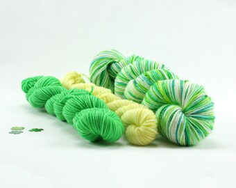 Shamrock Green Sock Set--Hand-dyed yarn, fingering yarn