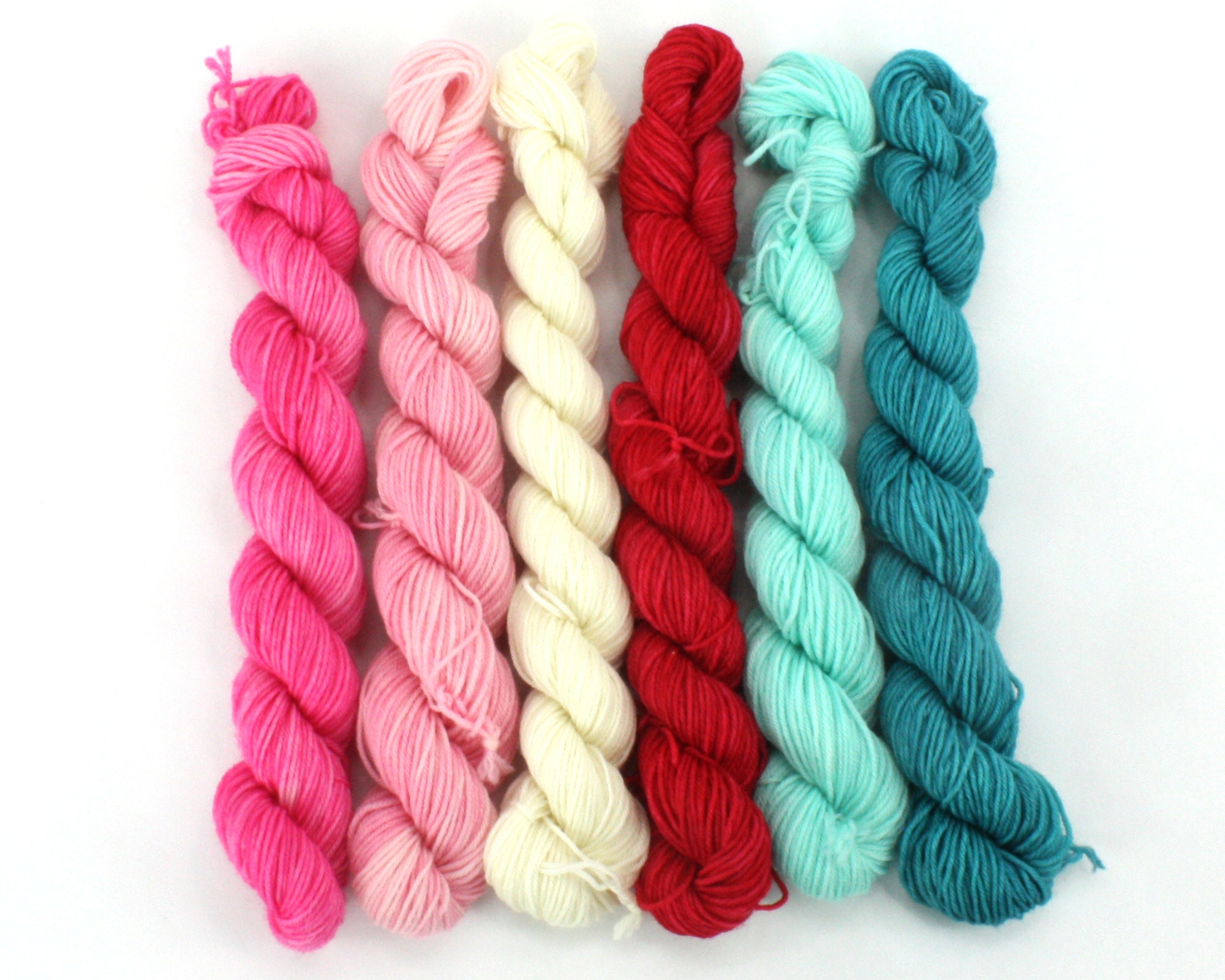 Mini Skein Hand Dyed Yarn, Retro Christmas Colors, Sock Weight, DK Weight, SW Merino Wool, Fingering Knitting, Crochet Yarn