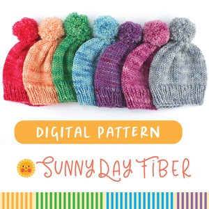 EASY KNITTING PATTERN--Classic Beanie Knit Hat in 5 sizes