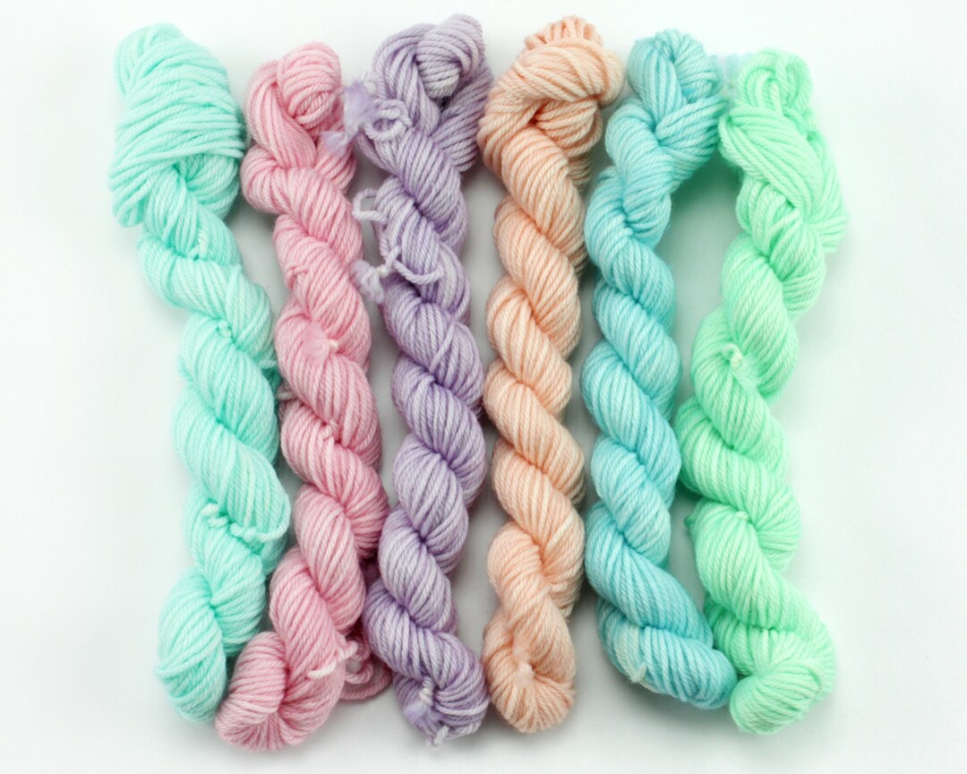 Mini Skein Hand Dyed Yarn, Pastel Colors, Sock Weight, DK Weight, SW