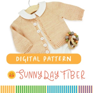 KNITTING PATTERN: Cozy Classic Baby Cardigan Sweater in 4 sizes