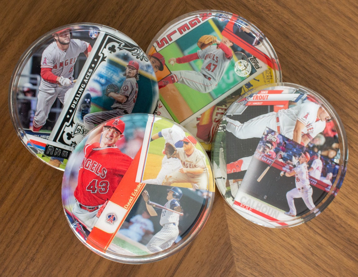 Los Angeles Angels Baseball Card Coasters Etsy