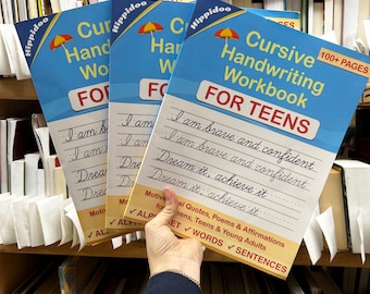 Cursive Handwriting Workbook For Teens, 100+ Pages, Learning Education
