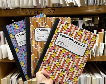 Lot of 3 Colorful Composition Notebooks, Wide Rule, 100 Sheet, 9 3/4 x 7 1/2 in