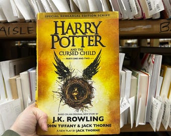 Hardcover Harry Potter and the Cursed Child parts 1 and 2, Middle Chapter, Magic, Hogwarts, Muggles, Wizards, Ron, Hermione, Death Eater