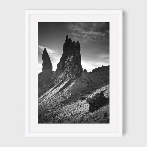 Old Man of Storr, Isle of Skye, Scotland, Scottish landscape photo print in B&W