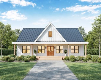 30' x 46' Adirondack House Architectural Plans - Custom 1380SF 3BD/3BA Loft Cottage Blueprint