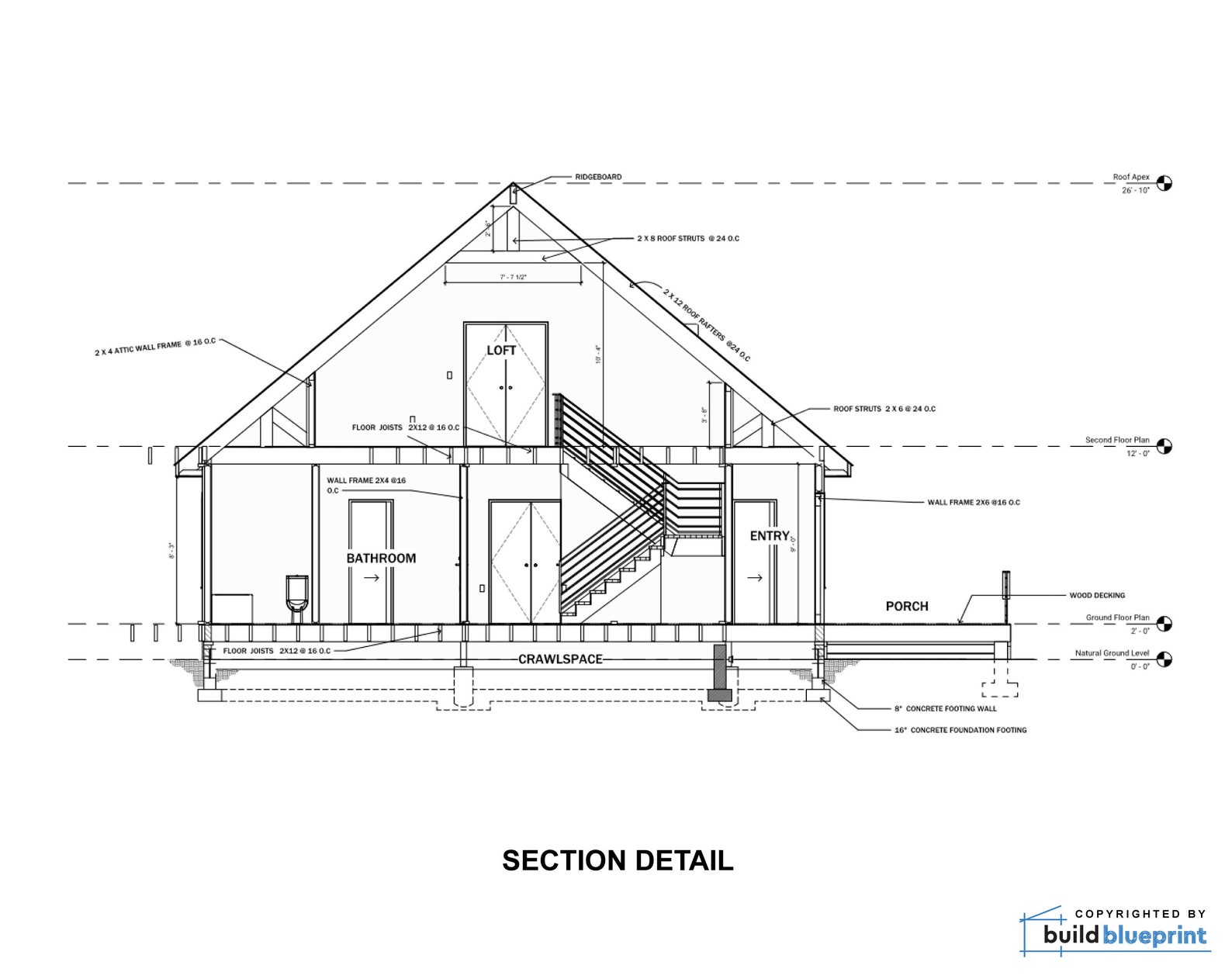 35' X 35' Long Creek Cabin W/ Loft Architectural Plans Etsy