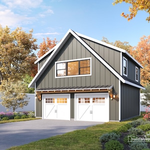 Plans architecturaux du garage loft ADU pour deux voitures de 26 x 26 pi - Plan numérique PDF