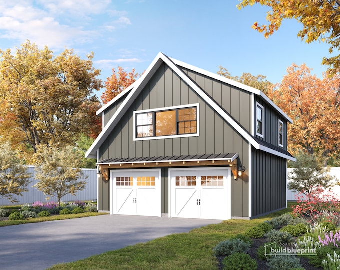 Two Car ADU Garage Loft 22'x22' Architectural Plans - Blueprint Digital ...