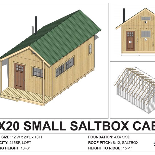 15' X 15' Small Cabin Loft DIY Build Plans Tiny Etsy Canada