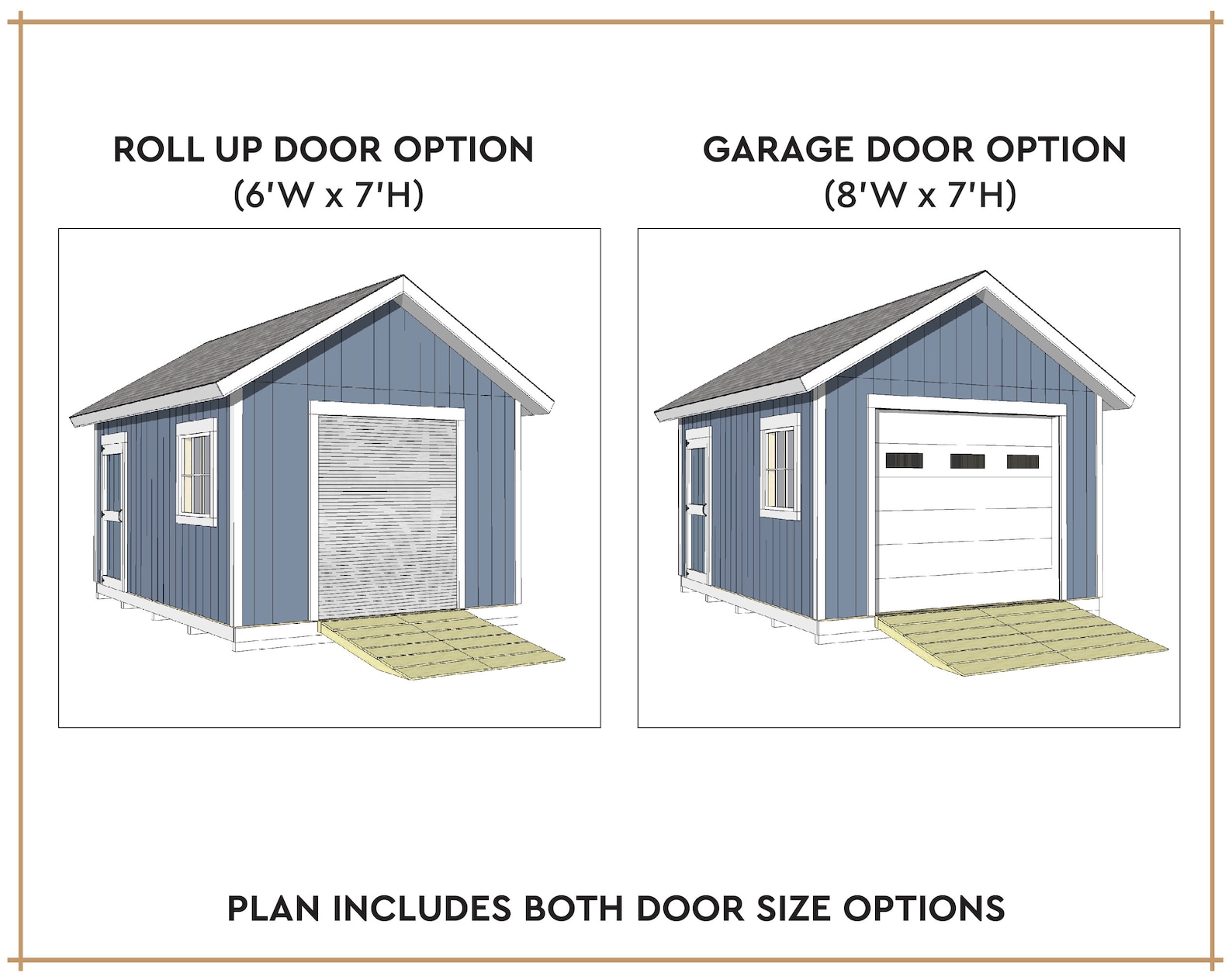 12x16 Shed W/ Garage Door DIY Plans Large Shed Roll up Door Etsy