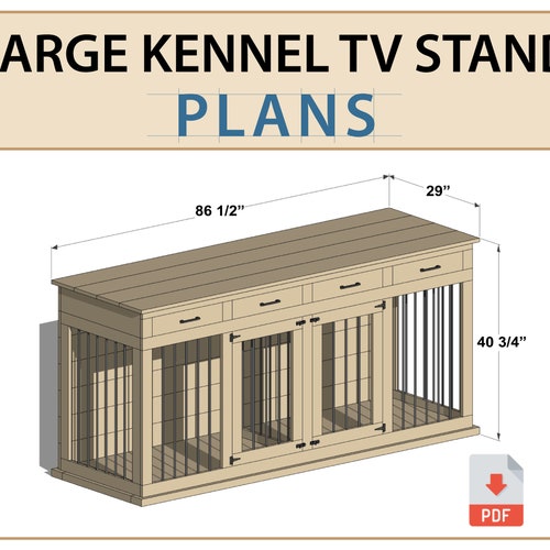 DIY Plans for Triple Dog Kennel TV Stand Extra Large Wooden Etsy