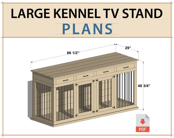 Digital Plans for Large Double Dog Kennel TV Stand DIY Wooden Crate for  Tall Dogs 