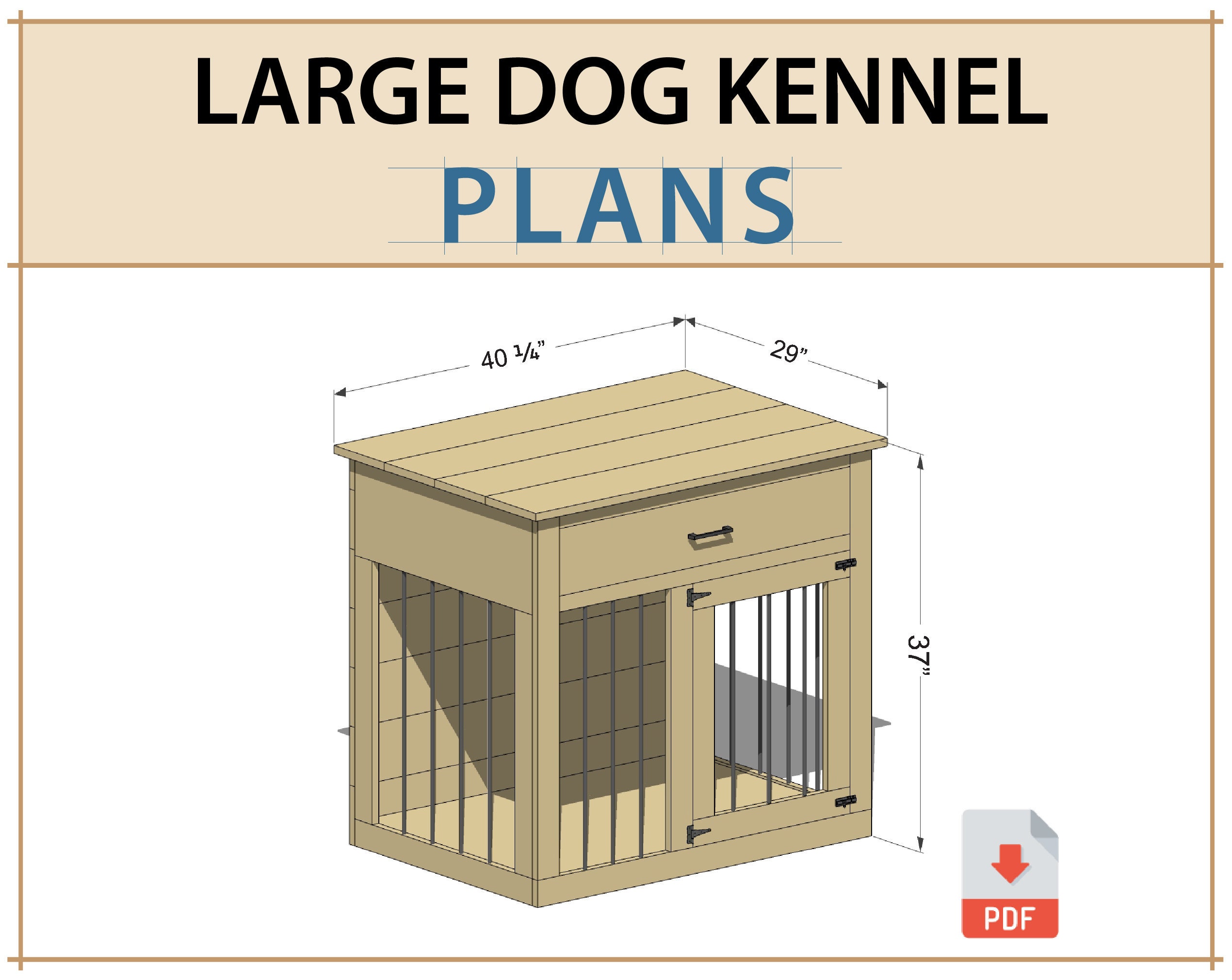 Medium Dog Kennel DIY Plans Dog Crate Furniture Digital PDF Etsy