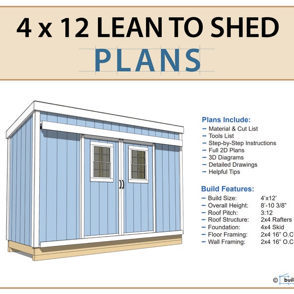 4x12 Lean To Shed DIY Plans