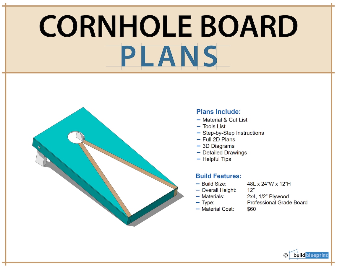 Regulation Cornhole Board DIY Plans PDF - Etsy