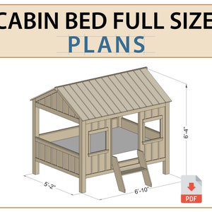 DIY Plans for Kid&#39;s Cabin Bed - Full Size Bed Frame Build Instructions