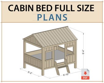 DIY Plans for Kid's Cabin Bed - Full Size Bed Frame Build Instructions