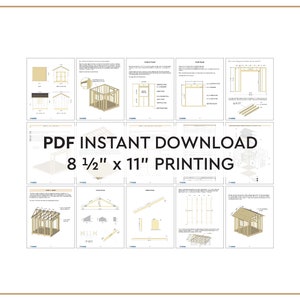 Puede incluir: Un conjunto de 12 planos PDF imprimibles para construir un cobertizo. Los planos miden 21,6 cm por 27,9 cm e incluyen instrucciones detalladas y diagramas. DESCARGA INSTANT&Aacute;NEA PDF 8 1/2" x 11" IMPRESI&Oacute;N.