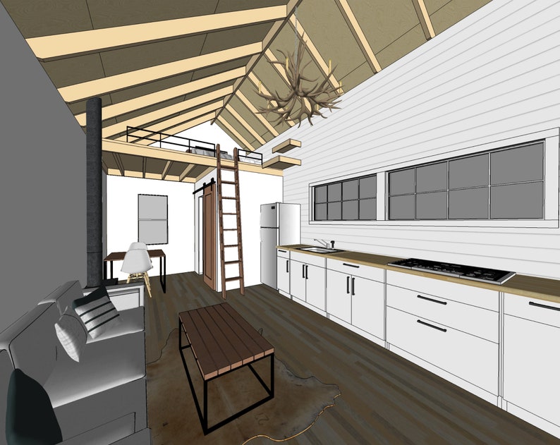 Small Cabin Loft DIY Build Plans 12' x 20' Tiny House Blueprint PDF image 8