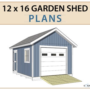 12x16 Shed w/ Garage Door DIY Plans - Large Shed Roll Up Door Woodworking Blueprint